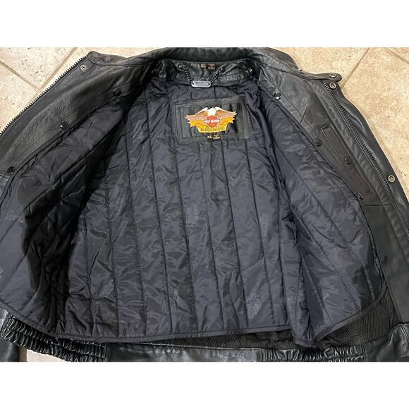 VTG Harley Davidson Motorcycle Black Leather Insulated Vented Biker Jacket XL - Picture 7 of 11